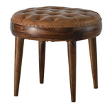 Chaney Leather Upholstered Round Ottoman