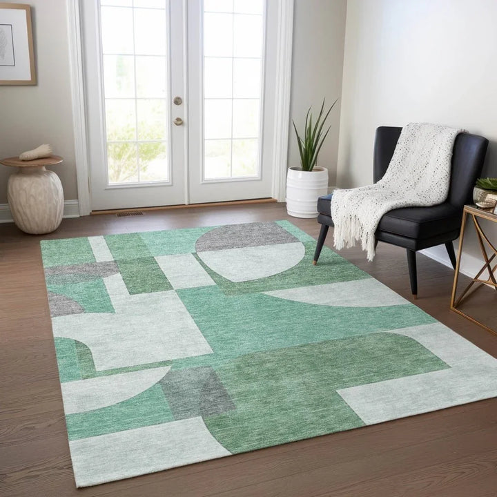 Daeel Green Washable Indoor - Outdoor Rug - LOOMLAN - LOOMLAN Rugs - Outdoor Rugs