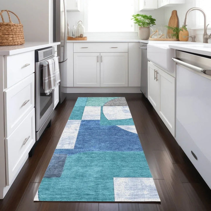 Daeel Teal Washable Indoor - Outdoor Rug - LOOMLAN - LOOMLAN Rugs - Outdoor Rugs