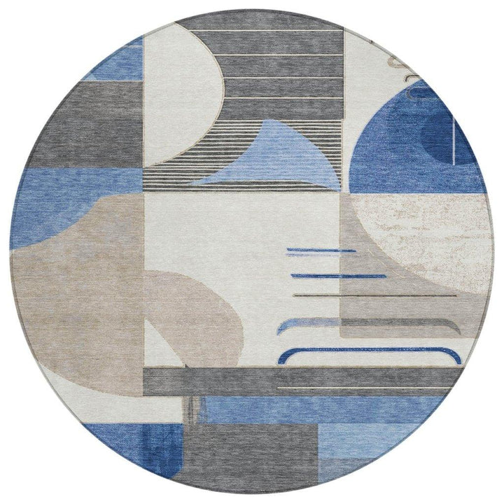 Daeira Blue Washable Indoor - Outdoor Rug - LOOMLAN - LOOMLAN Rugs - Outdoor Rugs