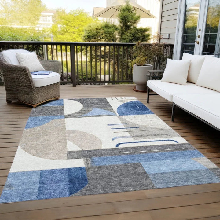 Daeira Blue Washable Indoor - Outdoor Rug - LOOMLAN - LOOMLAN Rugs - Outdoor Rugs