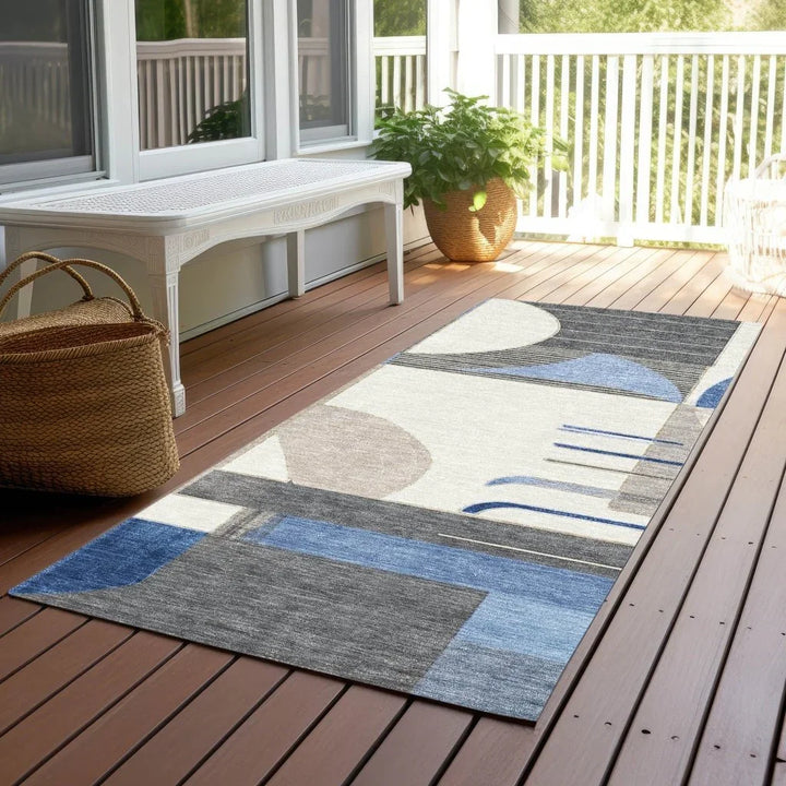 Daeira Blue Washable Indoor - Outdoor Rug - LOOMLAN - LOOMLAN Rugs - Outdoor Rugs