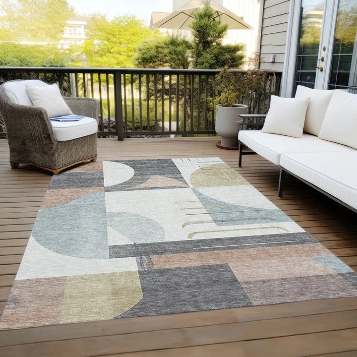 Daeira Orange Washable Indoor - Outdoor Rug - LOOMLAN - LOOMLAN Rugs - Outdoor Rugs