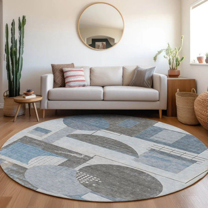 Daeon Blue Washable Indoor - Outdoor Rug - LOOMLAN - LOOMLAN Rugs - Outdoor Rugs