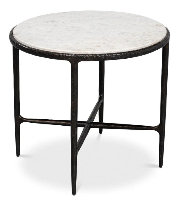 Dakor Iron Framed Black Side Table - LOOMLAN - Sarreid - Side Tables