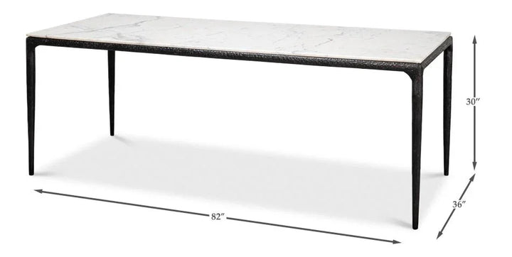 Dakor Marble Top Rectangular Dining Table-Dining Tables-Sarreid-LOOMLAN