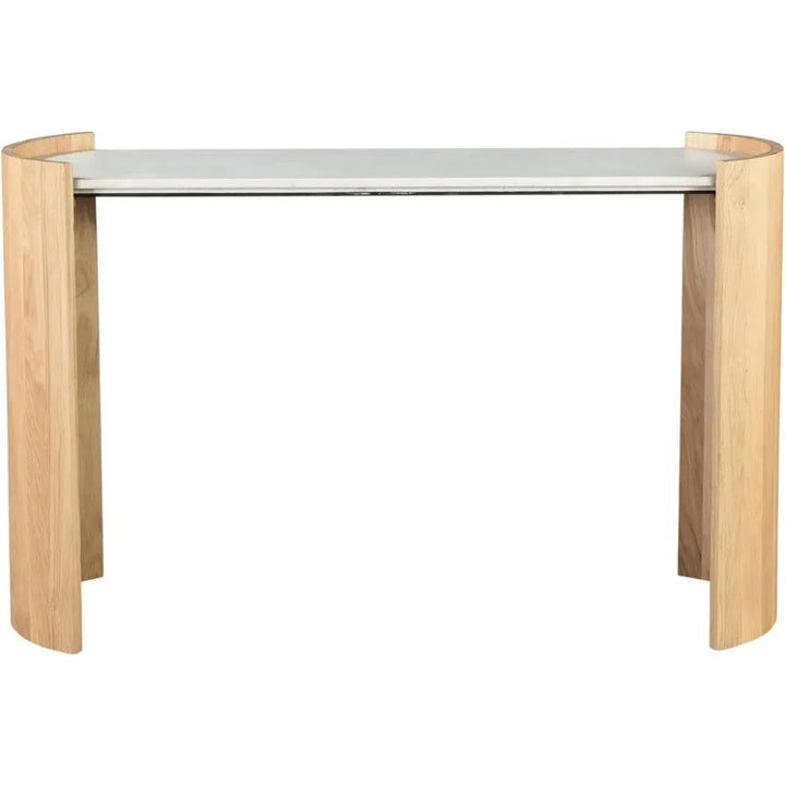 Dala White Marble & Wood Oval Console Table - LOOMLAN - Moe's Home - Console Tables