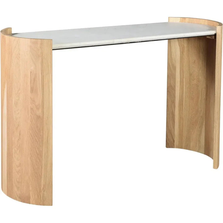 Dala White Marble & Wood Oval Console Table - LOOMLAN - Moe's Home - Console Tables