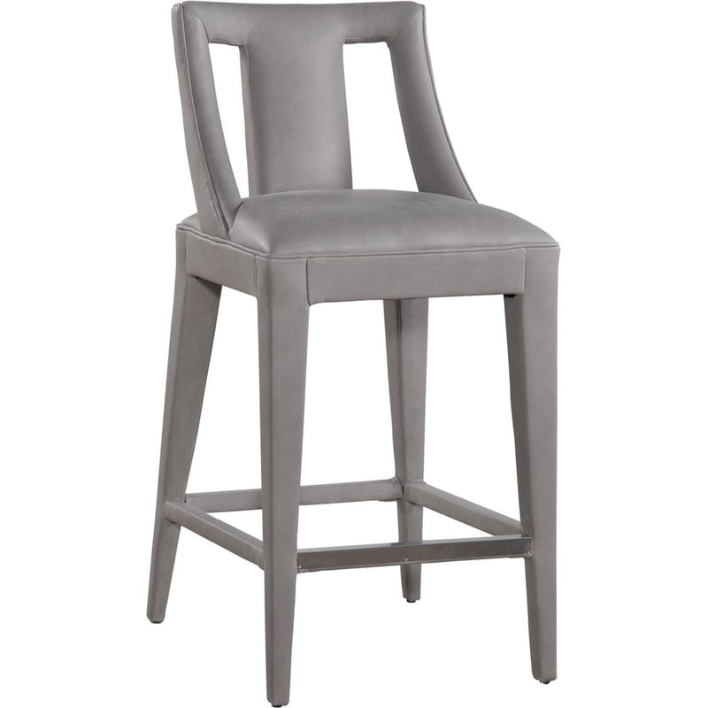 Dalton Leather Luxurious Design Barstool-Bar Stools-Olivia + Quinn-Anniston Dove-LOOMLAN