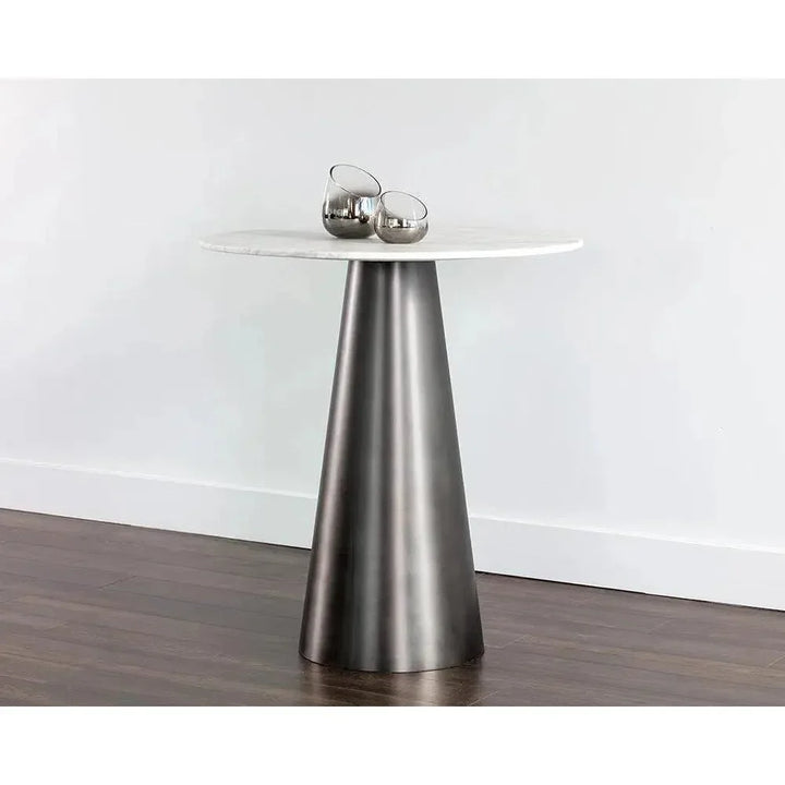Damon Marble Top Steel Round Bar Table - LOOMLAN - SUNPAN - Bar Tables