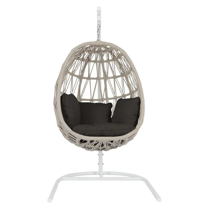 Dana Sunbrella Hanging Outdoor Hangging Chair-Outdoor Hanging Chairs-Sunset West-Spectrum Carbon-LOOMLAN