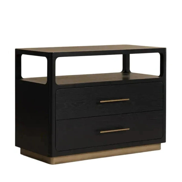 Danette Solid Wood Nightstand-Nightstands-SUNPAN-Black-LOOMLAN