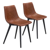 Daniel Dining Chair (Set of 2) Vintage Brown Dining Chairs LOOMLAN By Zuo Modern