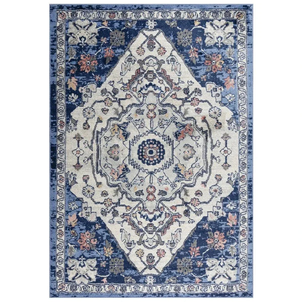 Danz Medallion Blue Kitchen Hallway Runner Rug - LOOMLAN - LOOMLAN - Area Rugs