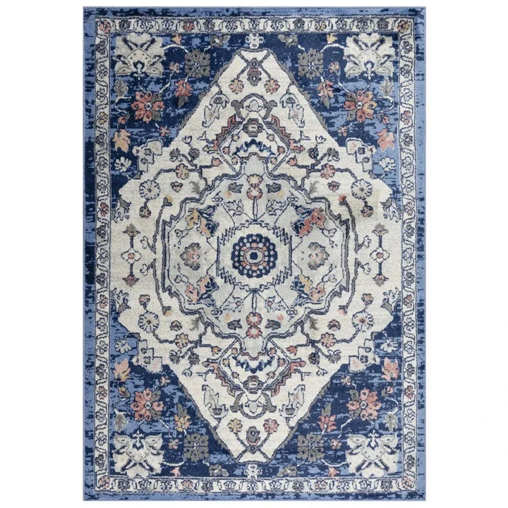 Danz Medallion Blue Kitchen Hallway Runner Rug - LOOMLAN - LOOMLAN - Area Rugs