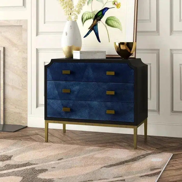 Dark Blue Caviar Black Antique Brass Kallista Chest