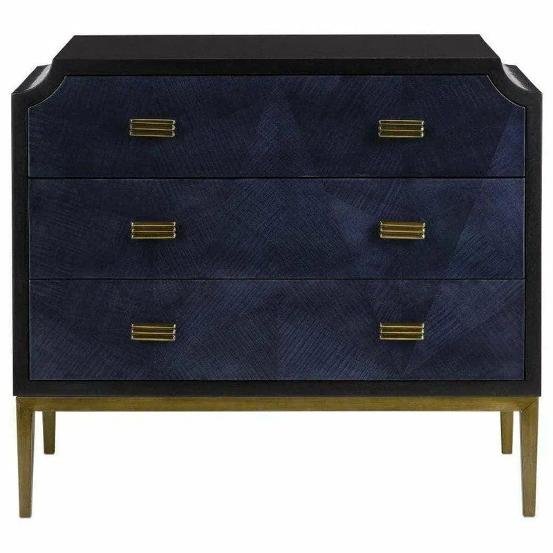 Dark Blue Caviar Black Antique Brass Kallista Chest