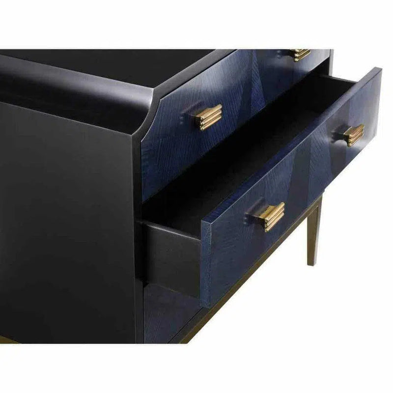 Dark Blue Caviar Black Antique Brass Kallista Chest