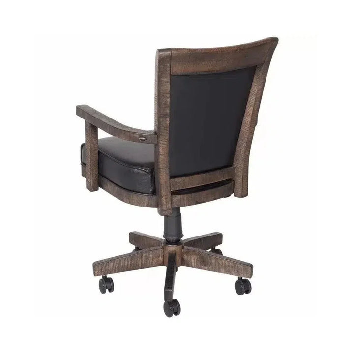 Dark Brown Poker Table Leather Chairs 5 PC Set-Game Tables-Sunny D-LOOMLAN