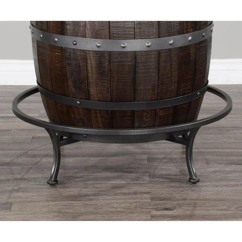 Dark Brown Round Barrel Pub Table Barstools 5 PC Set