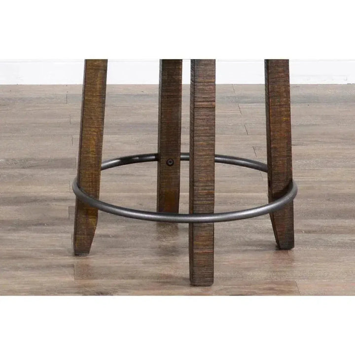 Dark Brown Round Barrel Pub Table Barstools 5 PC Set-Dining Table Sets-Sunny D-LOOMLAN