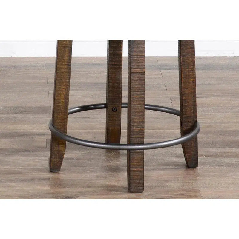 Dark Brown Round Barrel Pub Table Barstools 5 PC Set