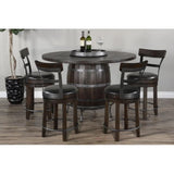 Dark Brown Round Barrel Pub Table Barstools 5 PC Set