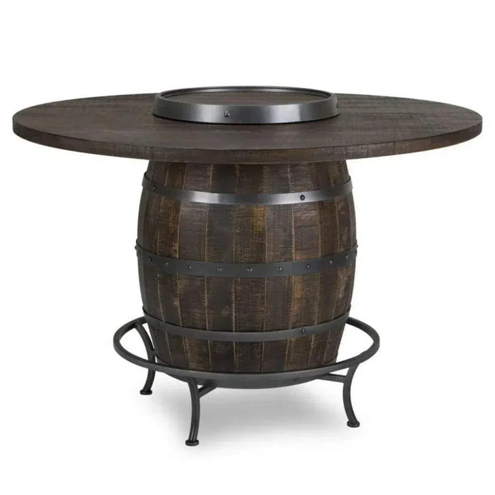 Dark Brown Round Barrel Pub Table Barstools 5 PC Set-Dining Table Sets-Sunny D-LOOMLAN