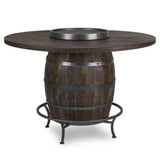 Dark Brown Round Barrel Pub Table Barstools 5 PC Set