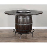 Dark Brown Round Barrel Pub Table Barstools 5 PC Set