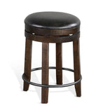 Dark Brown Round Counter Barrel Pub Table With Stools 5 PC Set Dining Table Sets LOOMLAN By Sunny D
