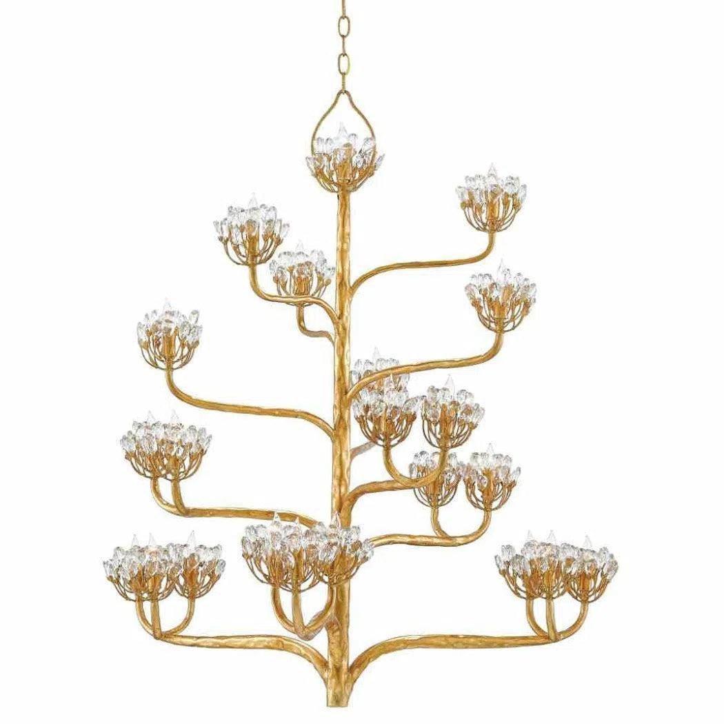 Dark Gold Leaf Agave Americana Gold Chandelier