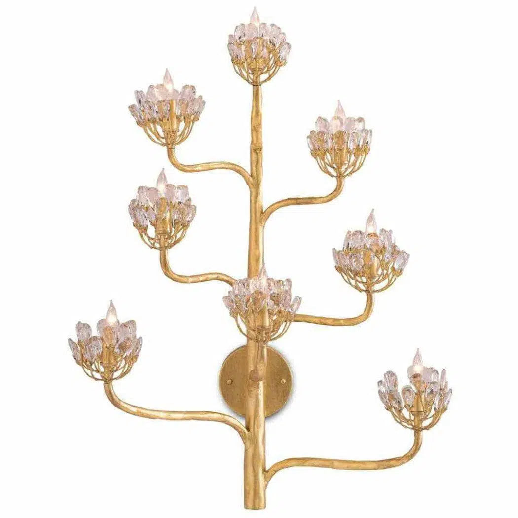 Dark Gold Leaf Agave Americana Gold Wall Sconce