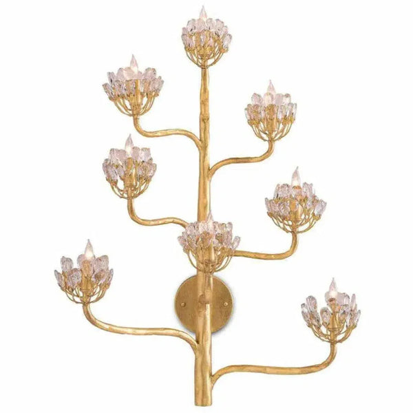 Dark Gold Leaf Agave Americana Gold Wall Sconce - LOOMLAN - Currey & Co - Wall Sconces