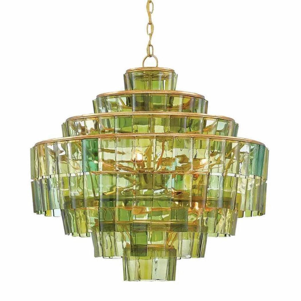 Dark Gold Leaf Green Sommelier Chandelier