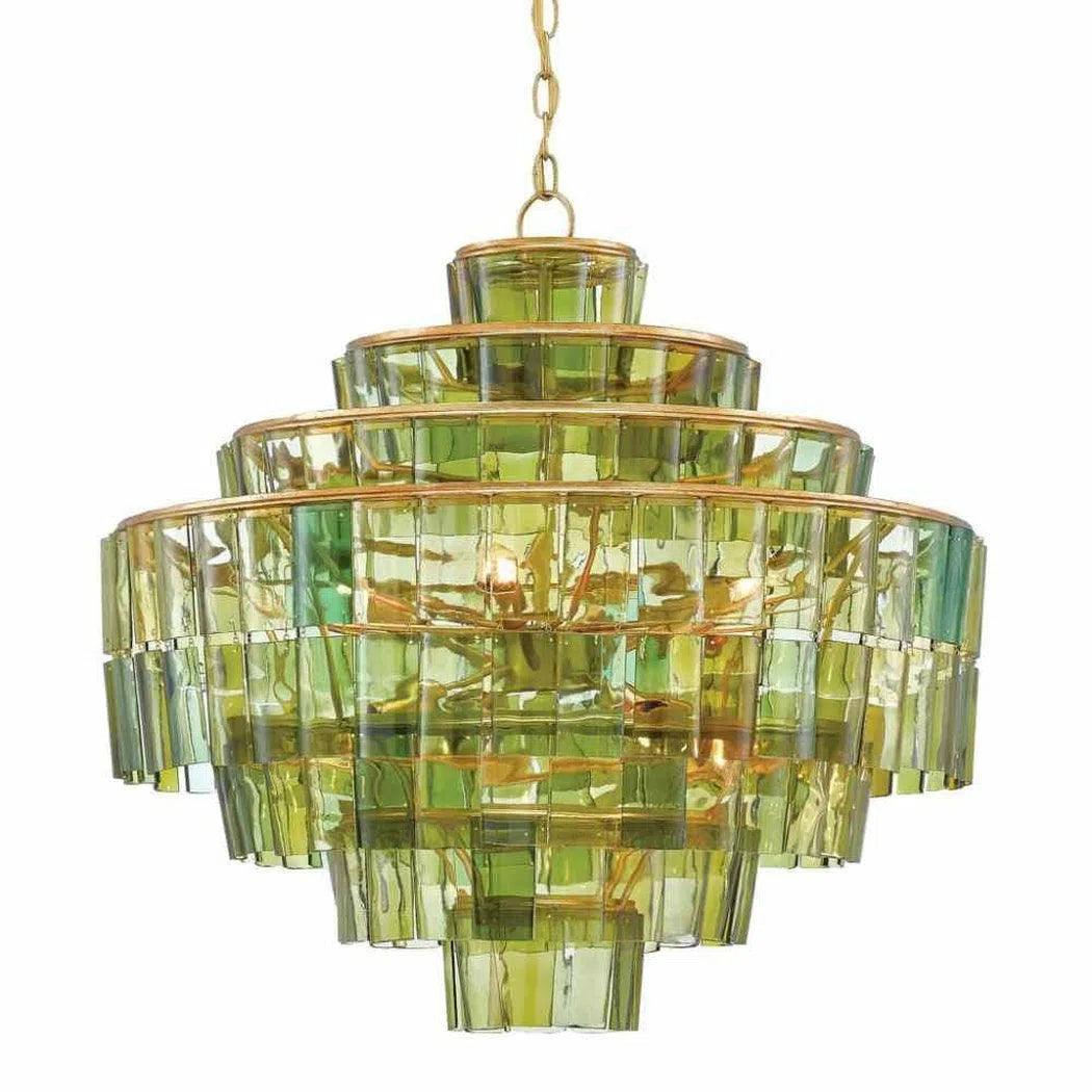 Dark Gold Leaf Green Sommelier Chandelier