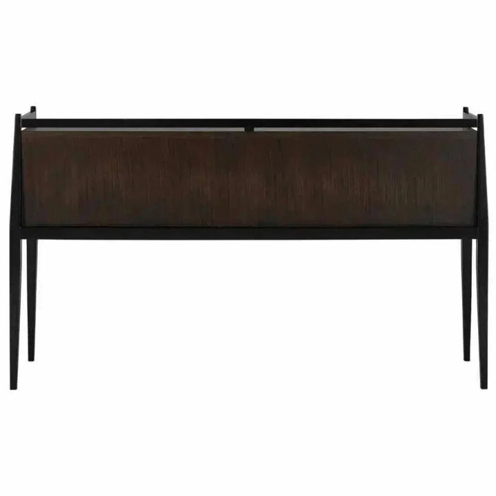 Dark Mink Riverstone GrayBrass Selig Console Table - LOOMLAN - Currey & Co - Console Tables