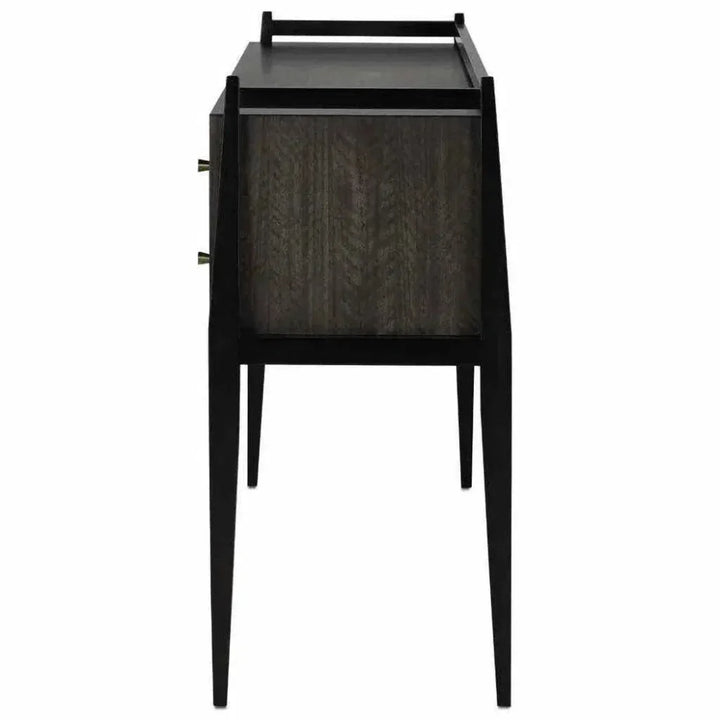 Dark Mink Riverstone GrayBrass Selig Console Table - LOOMLAN - Currey & Co - Console Tables