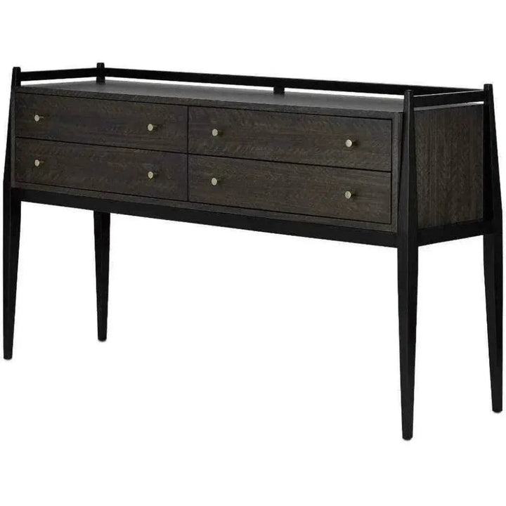 Dark Mink Riverstone GrayBrass Selig Console Table - LOOMLAN - Currey & Co - Console Tables