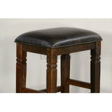 Dark Rustic Leather Backless Barstool