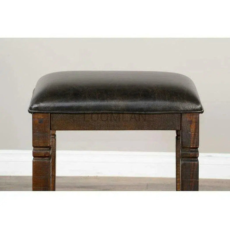 Dark Rustic Leather Backless Barstool