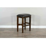 Dark Rustic Leather Backless Barstool