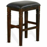 Dark Rustic Leather Backless Barstool