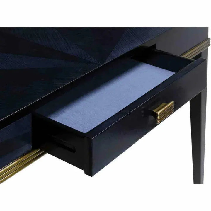 Dark Sapphire Antique Brass Kallista Writing Desk-Home Office Desks-Currey & Co-LOOMLAN