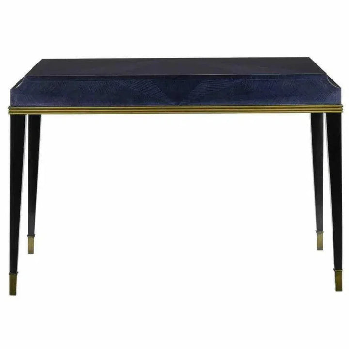 Dark Sapphire Antique Brass Kallista Writing Desk-Home Office Desks-Currey & Co-LOOMLAN