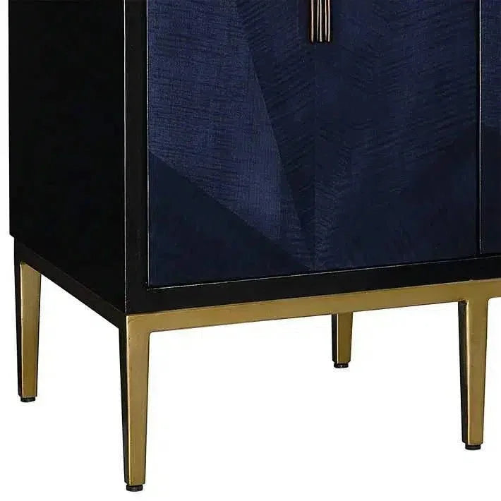 Dark Sapphire Black Antique Brass Kallista Credenza - LOOMLAN - Currey & Co - Sideboards