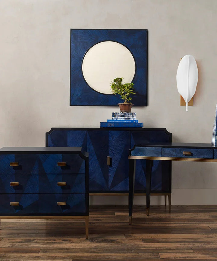 Dark Sapphire Black Antique Brass Kallista Credenza - LOOMLAN - Currey & Co - Sideboards