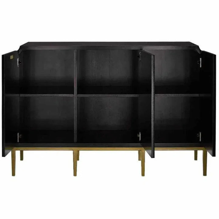 Dark Sapphire Black Antique Brass Kallista Credenza - LOOMLAN - Currey & Co - Sideboards