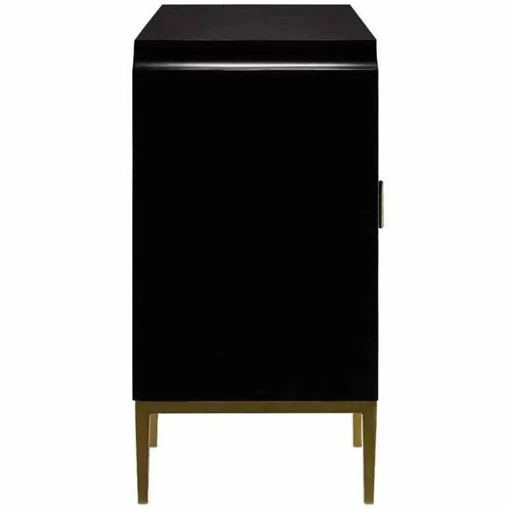 Dark Sapphire Black Antique Brass Kallista Credenza - LOOMLAN - Currey & Co - Sideboards