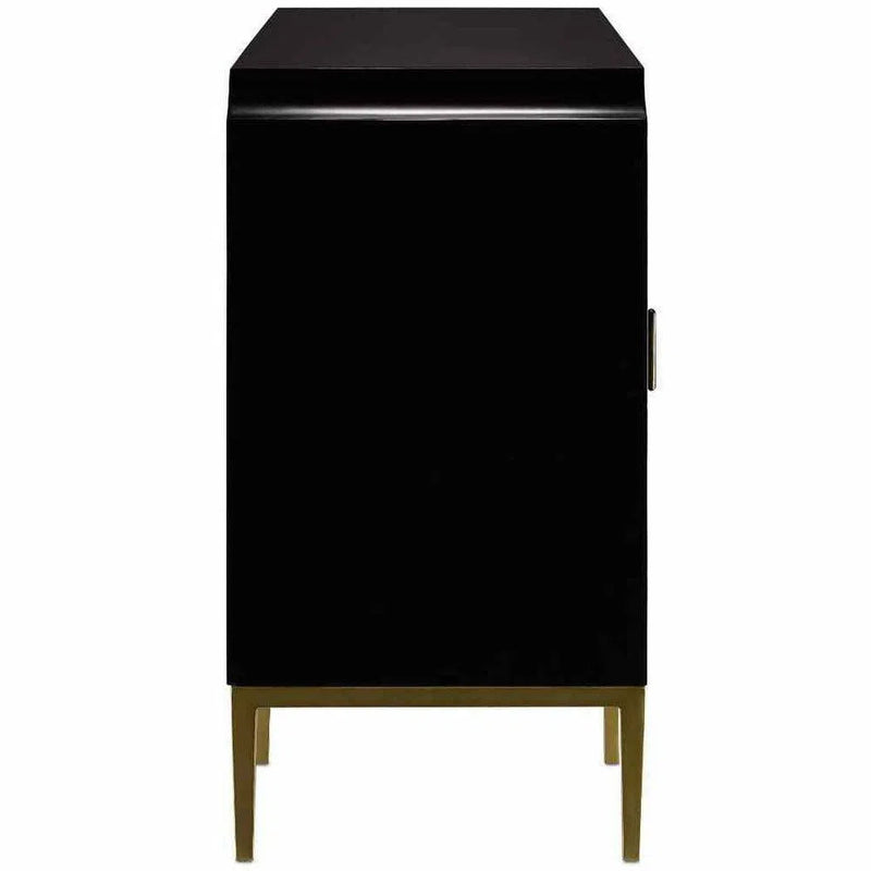 Dark Sapphire Black Antique Brass Kallista Sideboard For Dining Room Sideboards LOOMLAN By Currey & Co